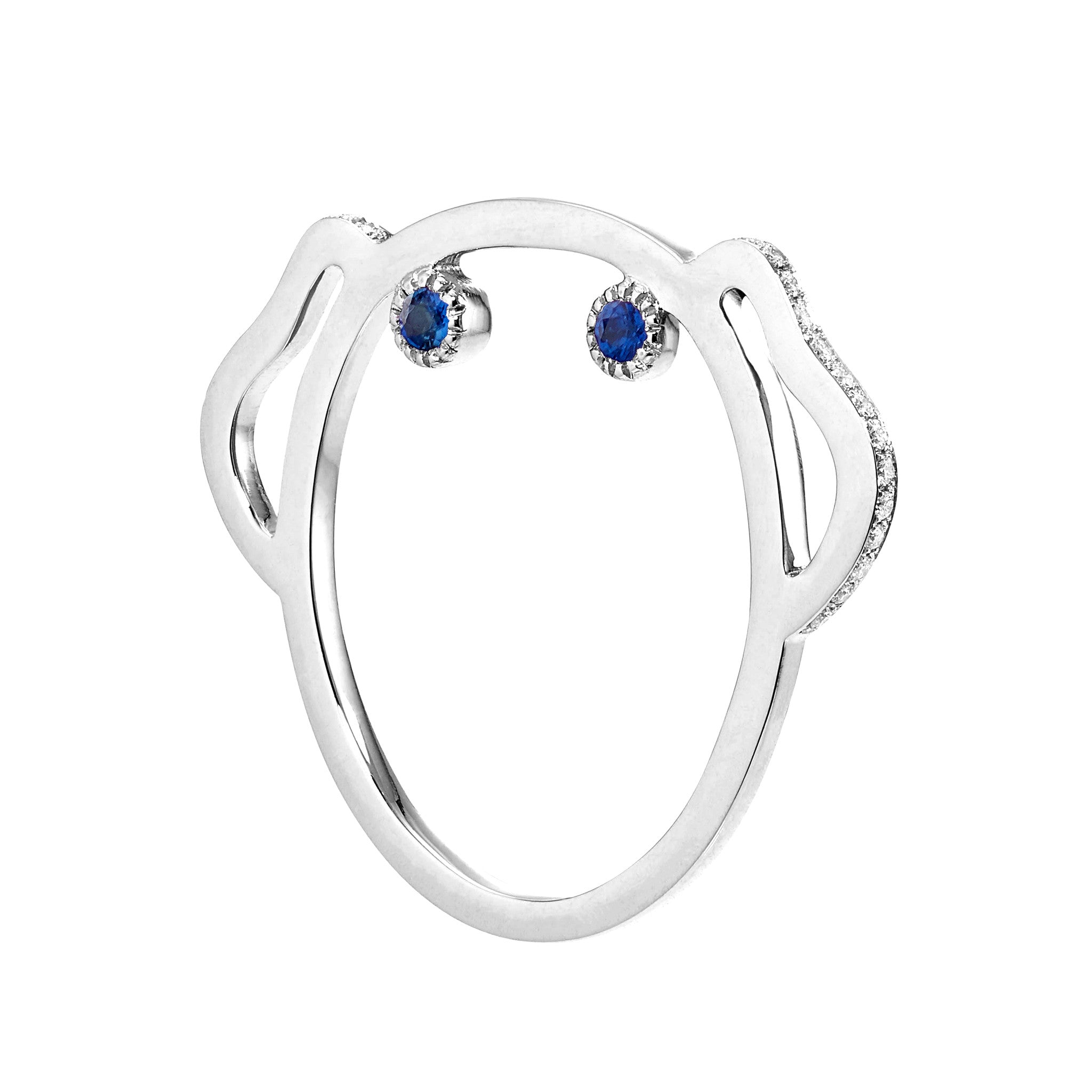 Sapphire Puppy Ring, Ring, Anabela Chan Joaillerie - Fine jewelry with laboratory grown and created gemstones hand-crafted in the United Kingdom. Anabela Chan Joaillerie is the first fine jewellery brand in the world to champion laboratory-grown and created gemstones with high jewellery design, artisanal craftsmanship and a focus on ethical and sustainable innovations.